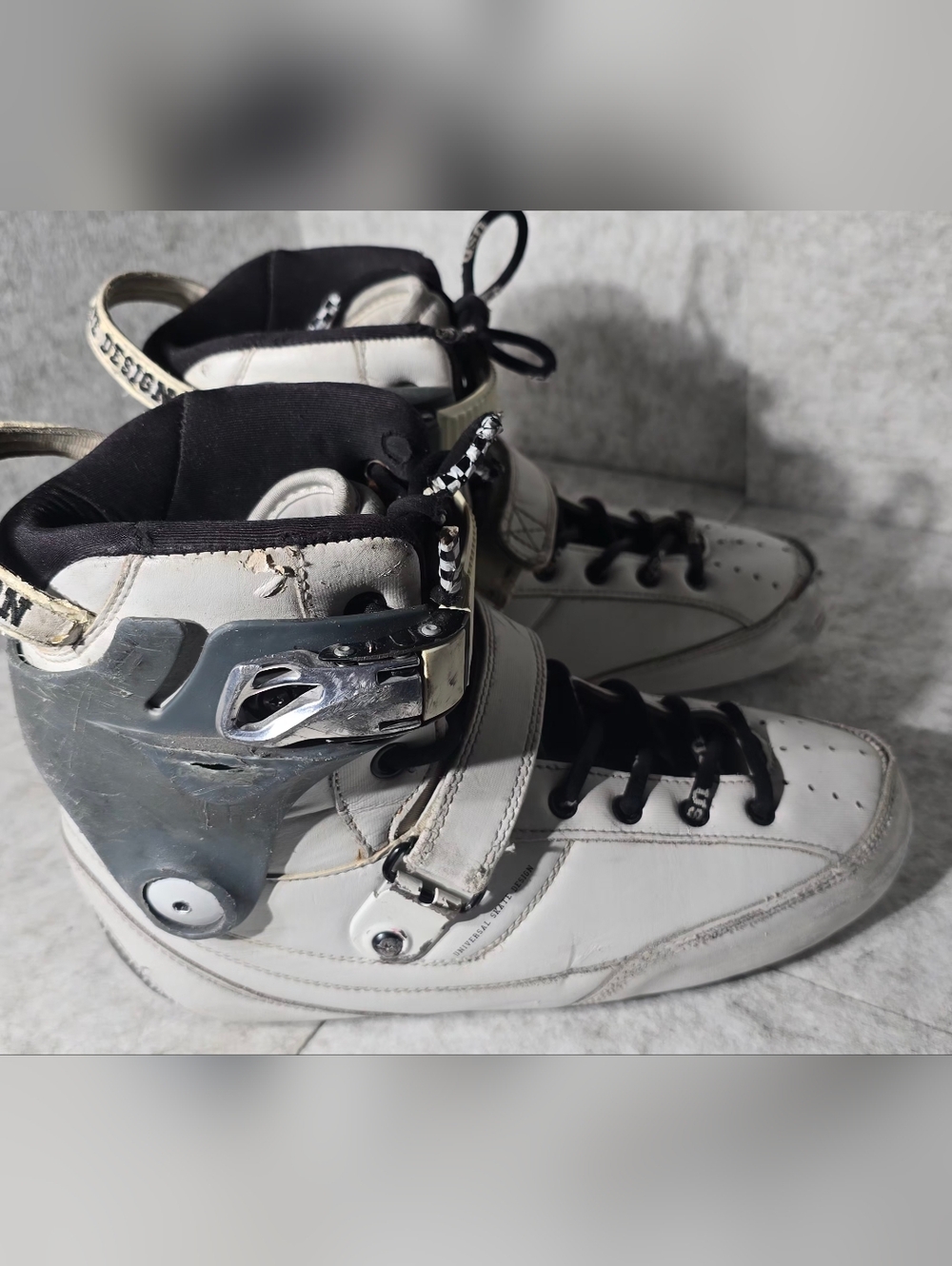 USD Aggressive Inline Skate Boots White Gray Size EU 42 US 8.5–9 UFS Boots Only